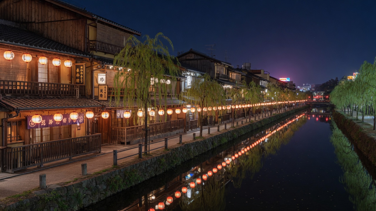 Lantern canal in Kyoto